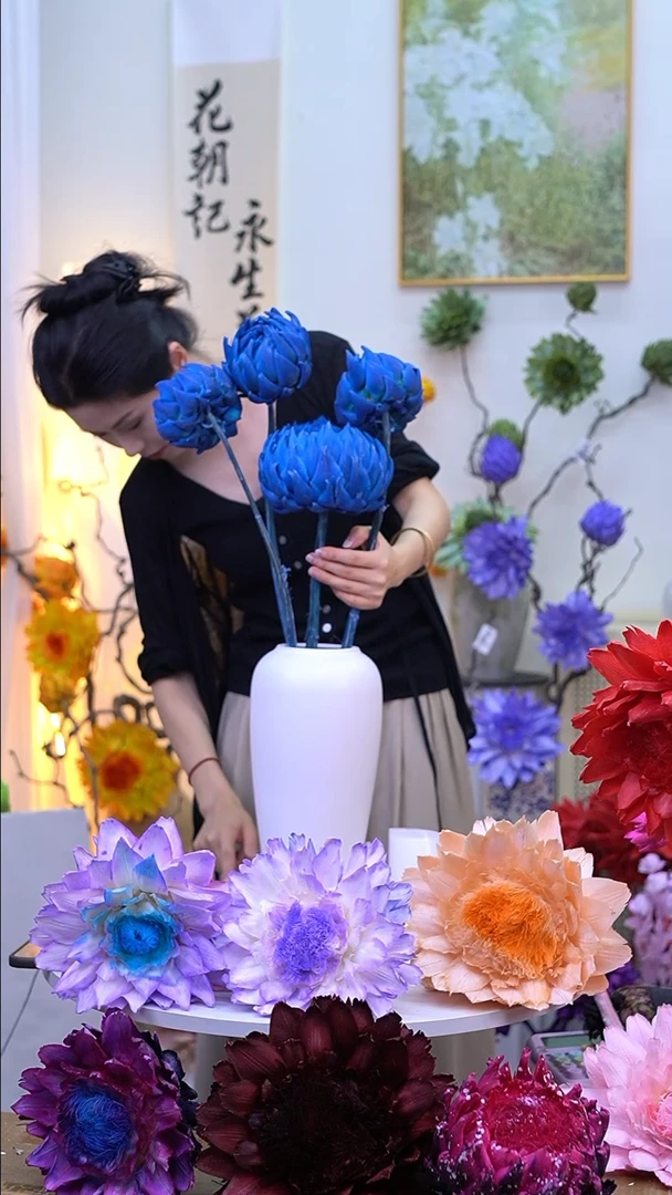 永生洋蓟蓝色4头【吸色不均】8870