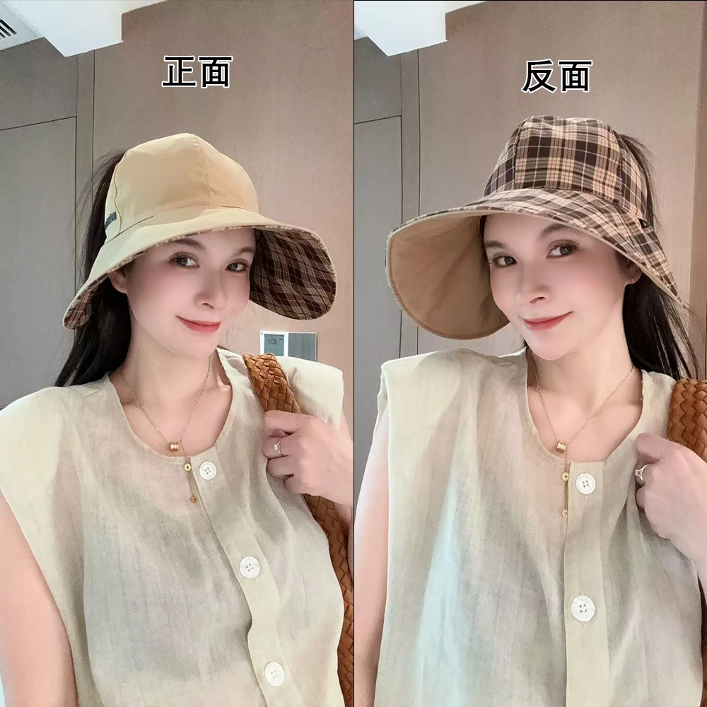 双面戴防晒帽子防晒遮阳帽女士太阳帽女款2025新款帽大头围显脸小