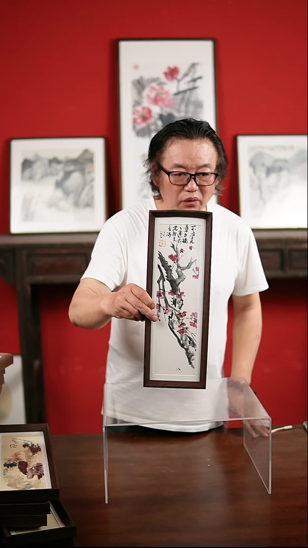 国画手绘手写15*42摆台