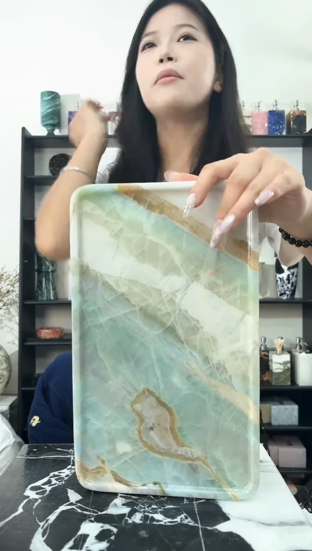 石材马尔代夫蓝方盘052