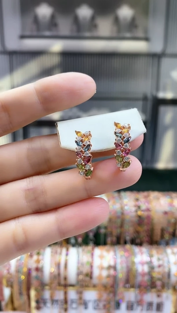 银S925镶嵌耳扣碧玺354354354354354