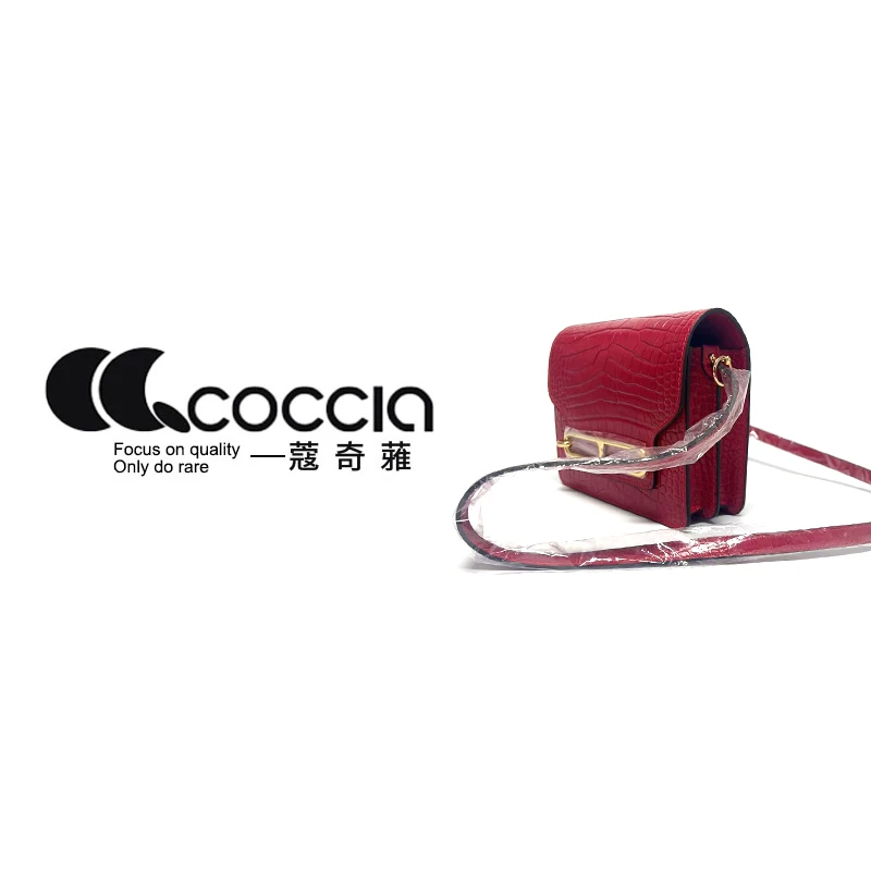 「高定女包」蔻奇蕥COCCIA设计师款牛皮包  EE6052-红 鳄鱼纹