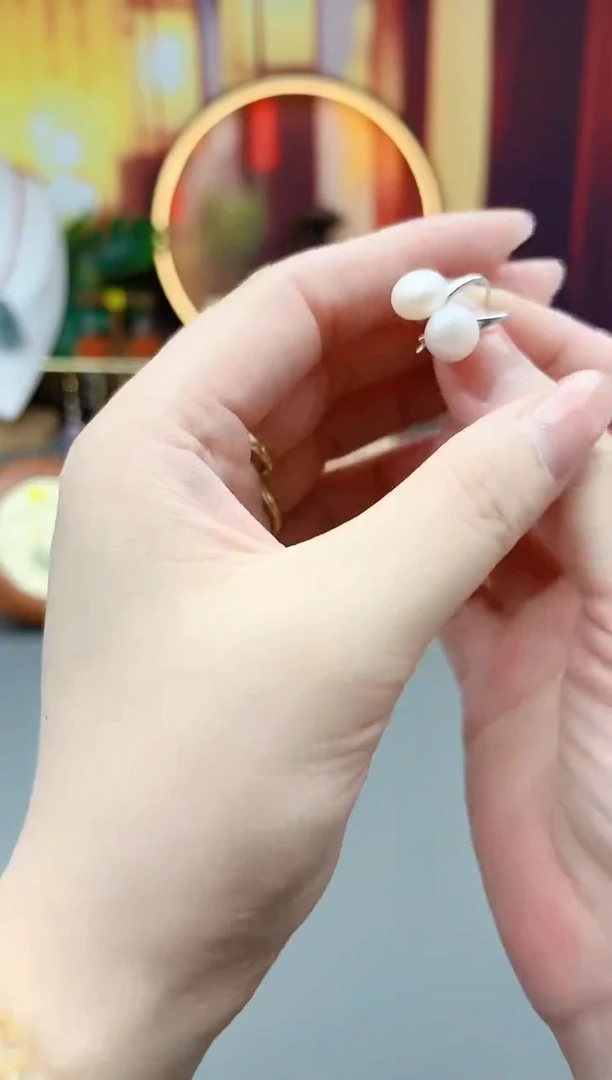 耳饰拼合珍珠（马贝珠）银S925镶嵌珍珠耳包