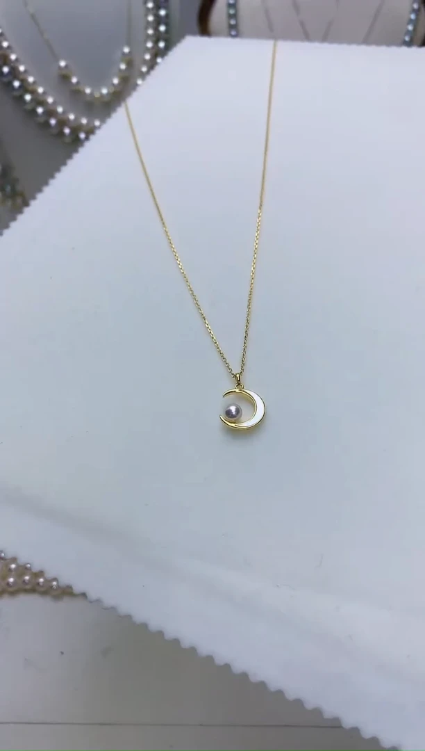 【闪购商品】海水珍珠饰品银S925镶嵌月亮套链