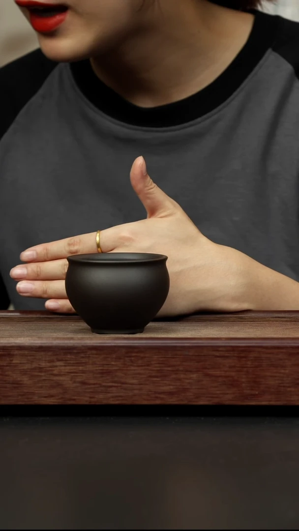 紫砂茶壶黑料圆融杯