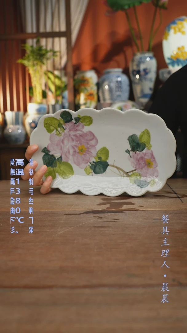 瓷片【简家甄选】景德镇设计师釉下手绘陶瓷餐具