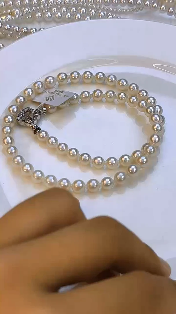项链银S925镶嵌淡水珍珠7-8