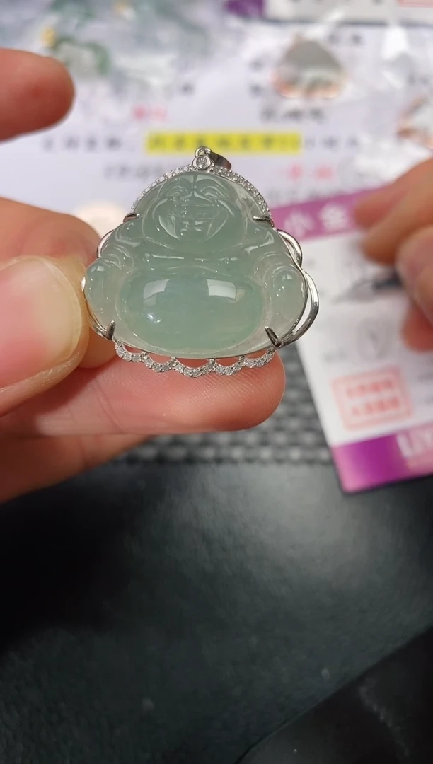 颈饰银S925镶嵌翡翠油****发挂件