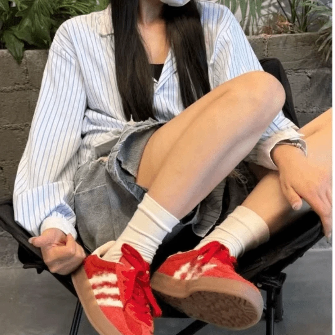 2牛皮版粉色德训情侣款男鞋女鞋2025春季新款运动休闲板鞋