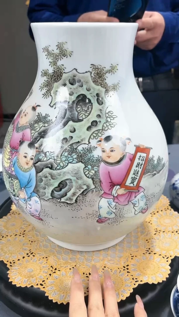 【闪购商品】官窑瓷画院894官窑瓷画院童子献寿福筒