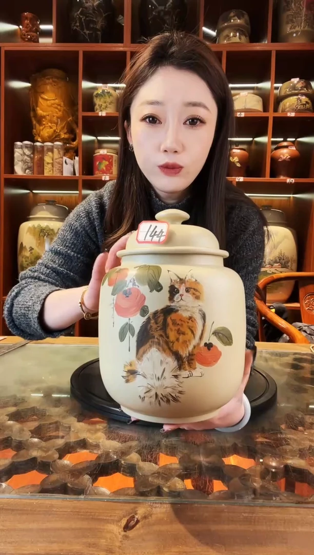 罐李正龙作品白泥小茶罐@144