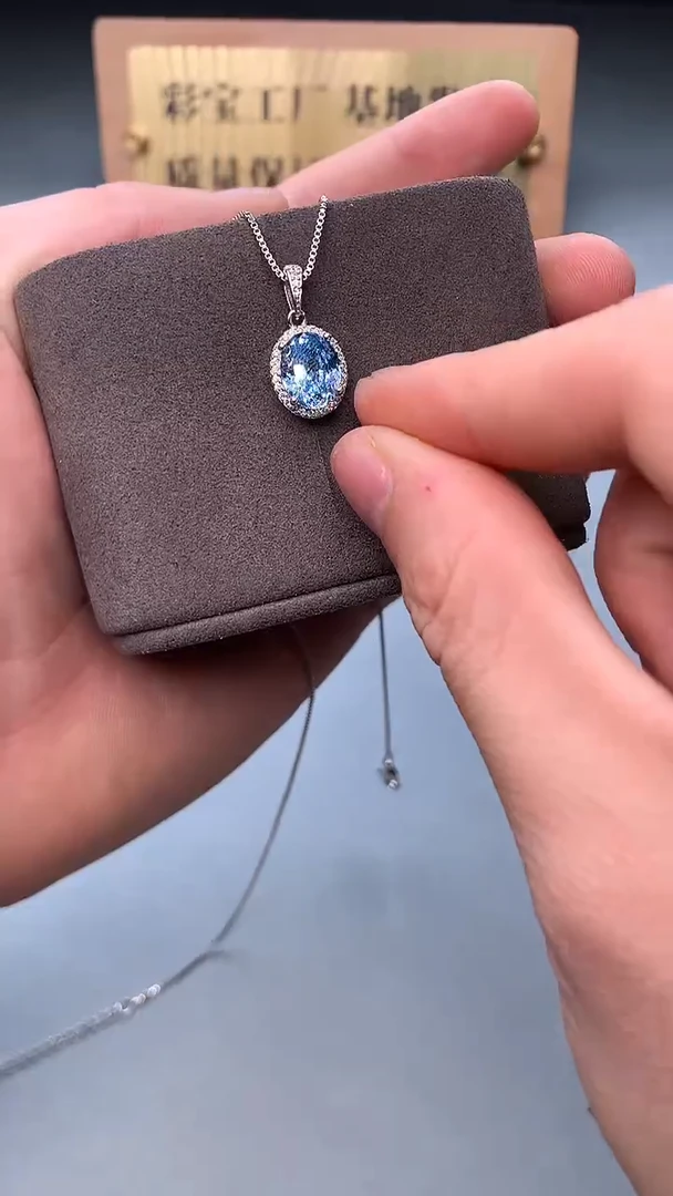 银S925镶嵌颈饰海蓝宝石1111