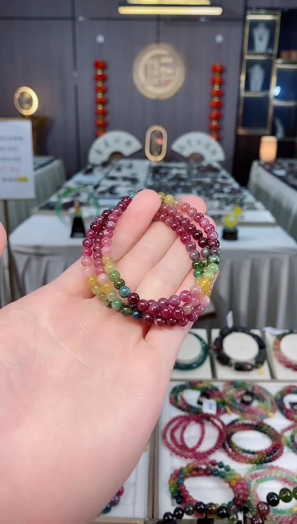 未镶嵌老矿色标三圈手串5mm+碧玺xion多样性发一条