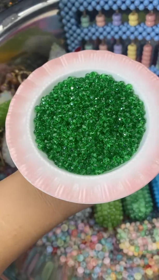 玻璃1431卡4扁珠透色本色草绿色500颗