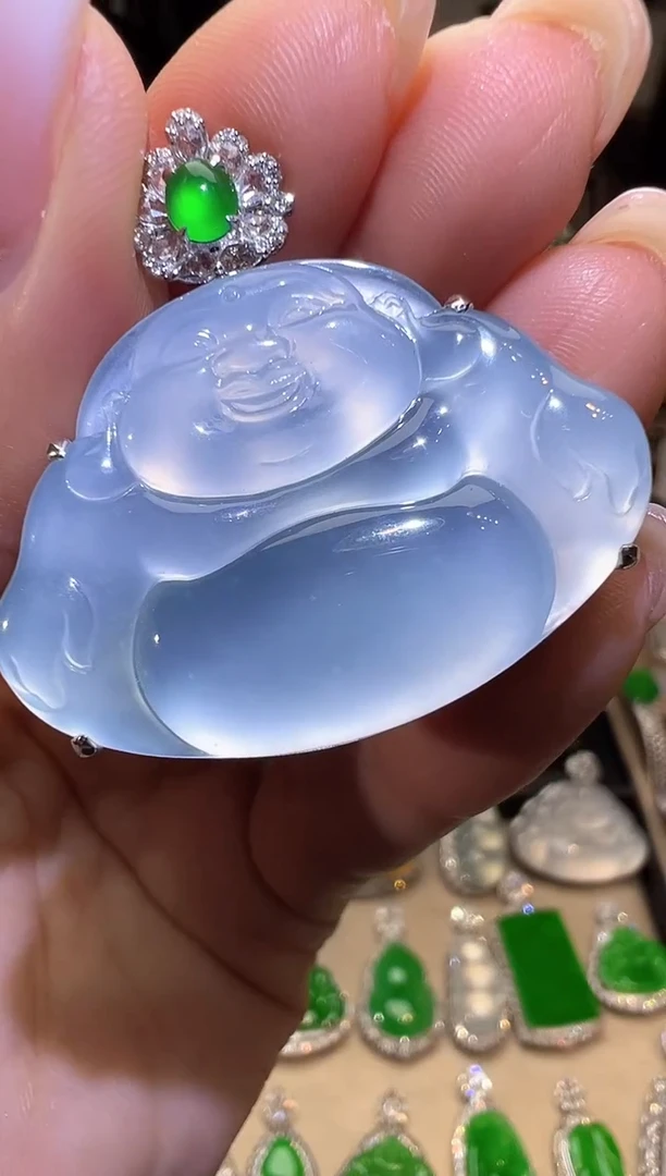 吊坠(不含链)18K金镶嵌翡翠佛公