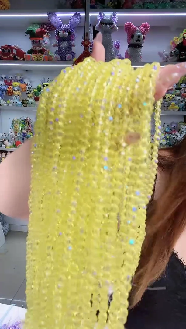 玻璃15109卡6水晶华子球珠1条柠檬黄