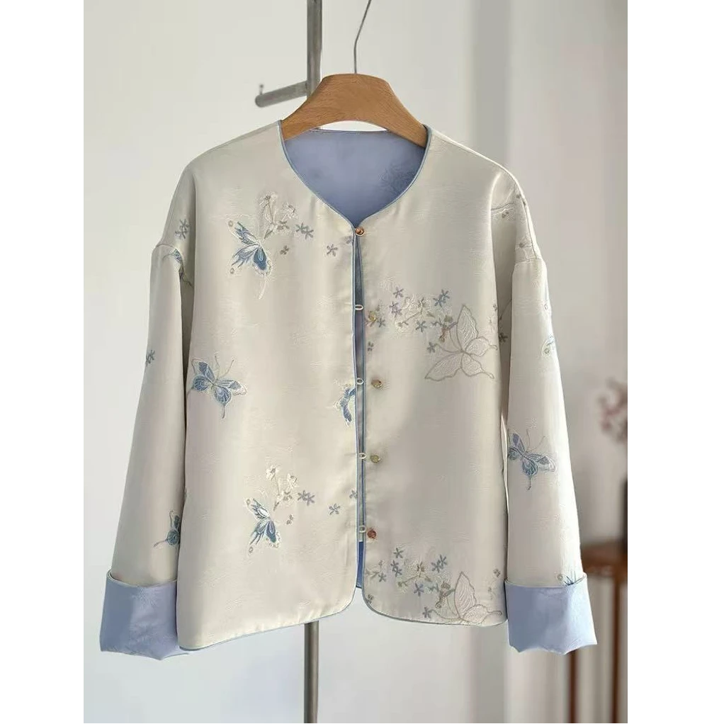 【梦蝶】新中式高级感春季双面双穿提花刺绣时尚气质宽松显瘦外套