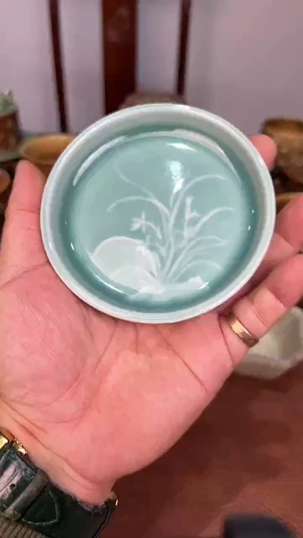 龙泉窑天青小果碟0633