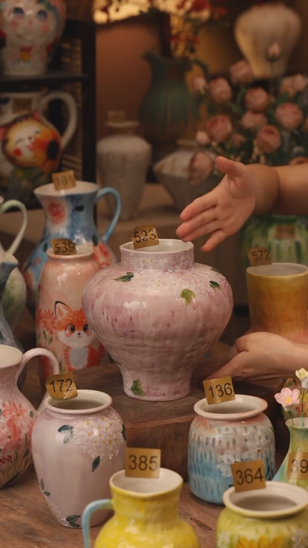 陶瓷523景德镇设计师手作花器摆件侘寂风