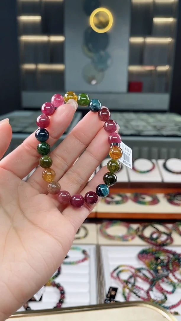 未镶嵌老矿碧玺单圈手串9mm+碧玺（多样性发一条）T