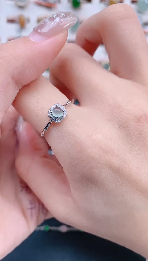 银S925镶嵌戒指翡翠天然翡翠