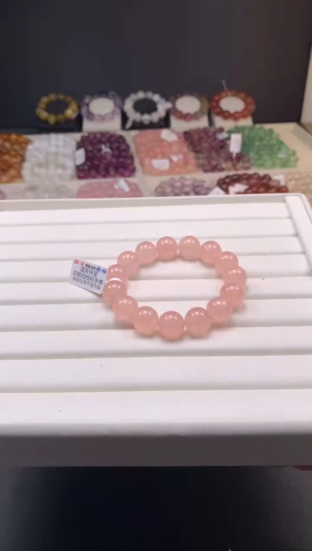 【闪购商品】水晶手链未镶嵌西柚粉14mm A93