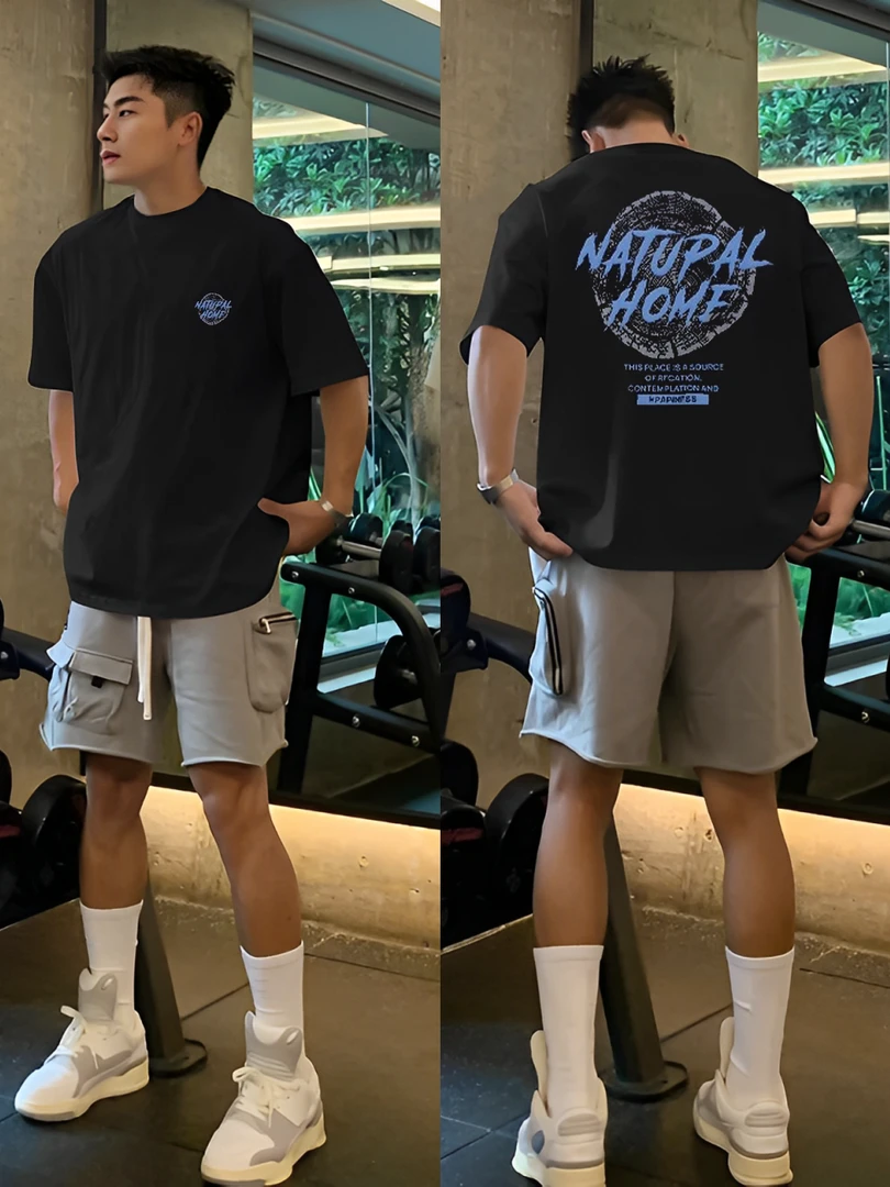 【重磅纯棉】2025新款短袖T恤美式简约夏季透气宽松百搭休闲情侣ins