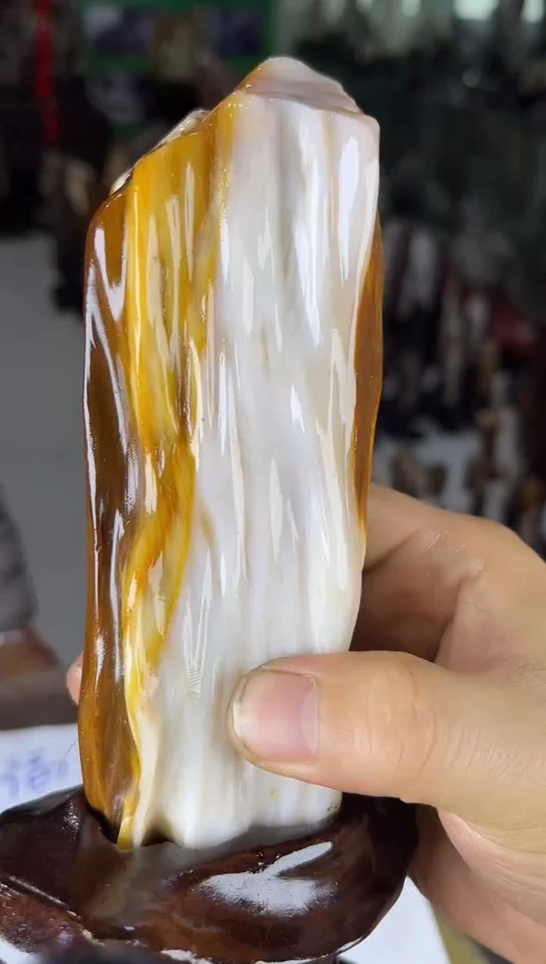 缅甸天然树化玉摆件