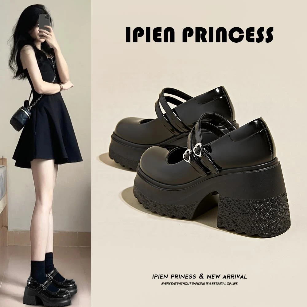 矮子乐粗高跟玛丽珍鞋女2025秋季新款法式厚底jk小皮鞋配裙子单鞋