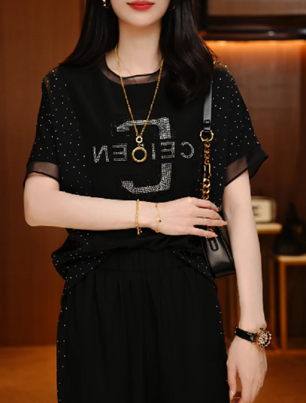 星夜闪闪-新款2025时尚舒适百搭减龄优雅轻奢气质套装