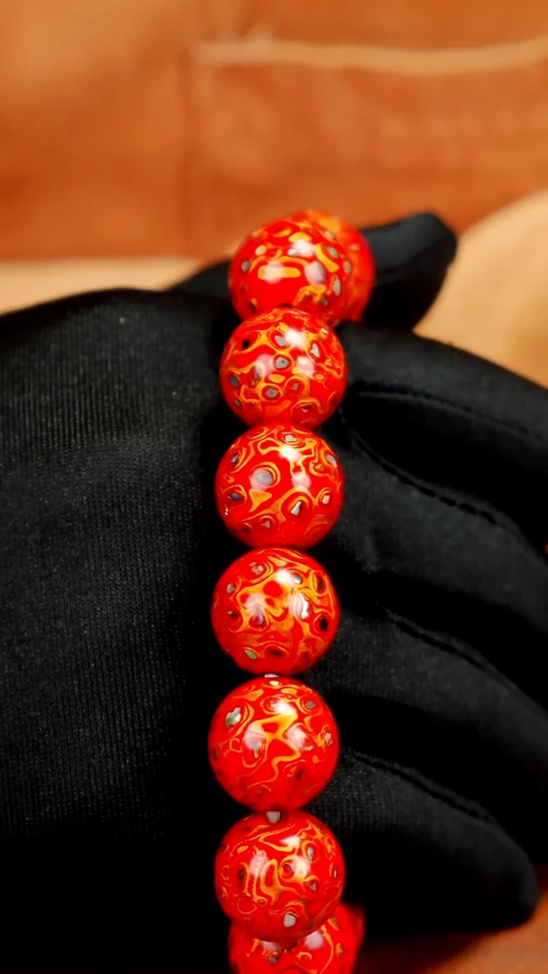 疯子大漆中国红螺钿15mm  14颗