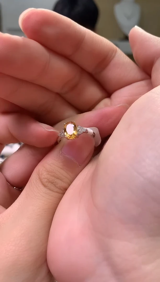 黄晶戒指银S925镶嵌.....
