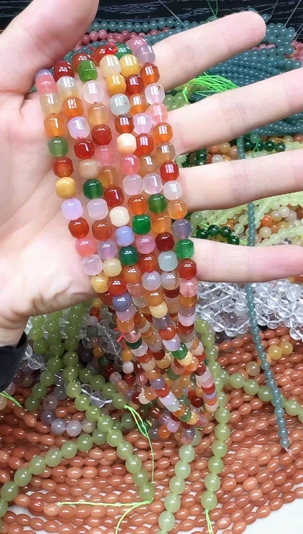 玛瑙/玉髓散珠未镶嵌玛瑙车轮7mm三圈