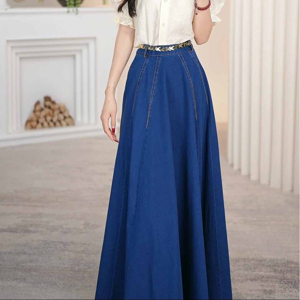 AMASS/阿玛施25春夏新款简约气质中长款A字半裙复古百搭520017