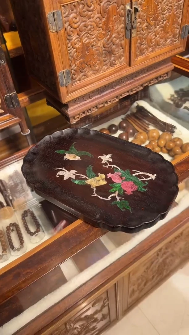 【闪购商品】木木艺邵氏紫檀石榴椭圆茶盘128.8888