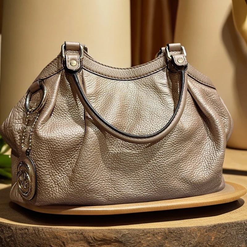 95新 GUCCI/古驰  香槟金手提包 1223 8613