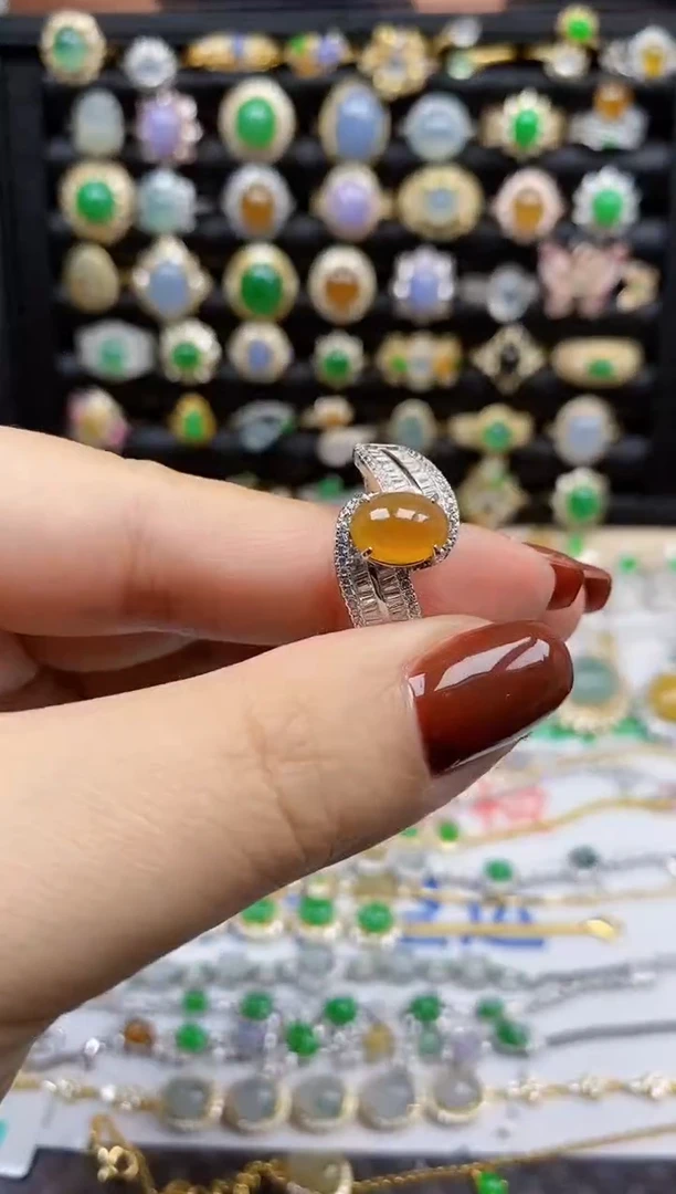 银S925镶嵌戒指翡翠8352