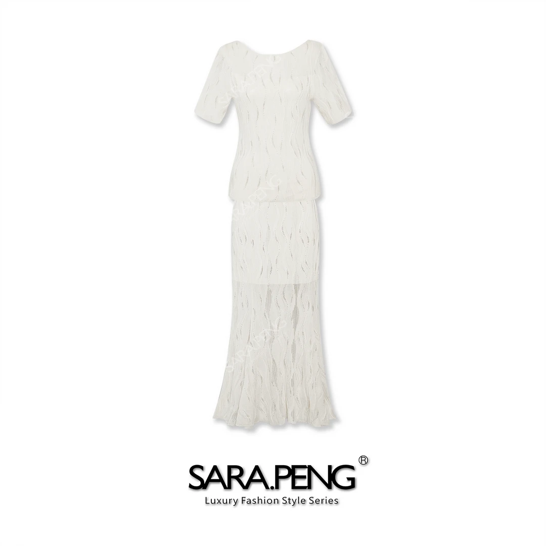 SARA.PENG璀璨浪漫｜订制金葱烫钻半身裙套装｜浮雕肌理｜优雅气质