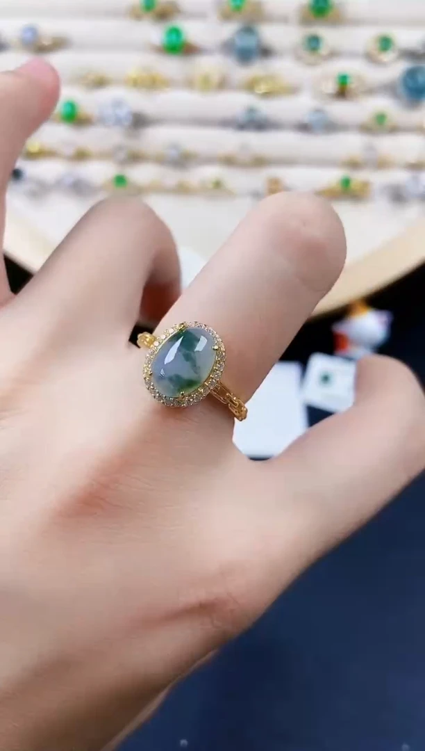 翡翠戒指银S925镶嵌4165456