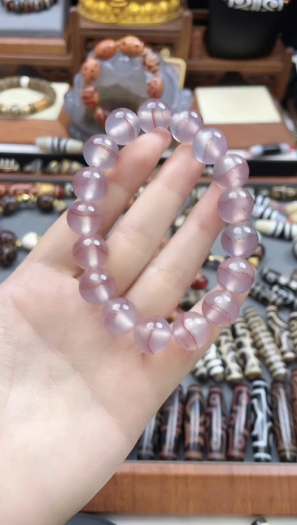 未镶嵌珠珠玛瑙/玉髓紫罗兰圆珠手串
