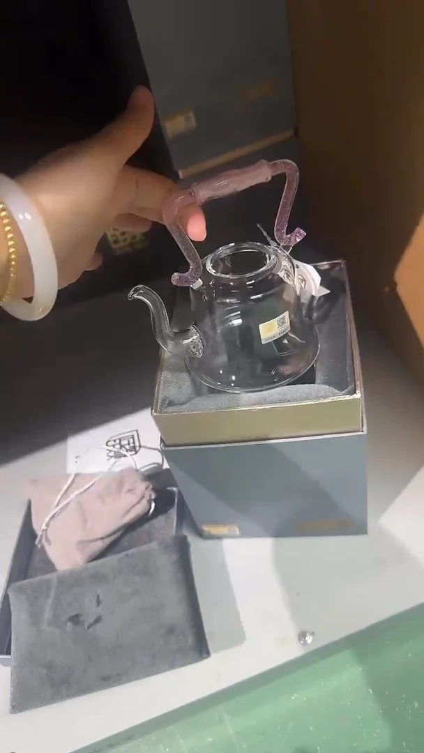 晶焱粉色风铃粉金提梁壶金标