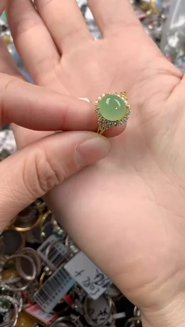 银S925镶嵌戒指翡翠555   6