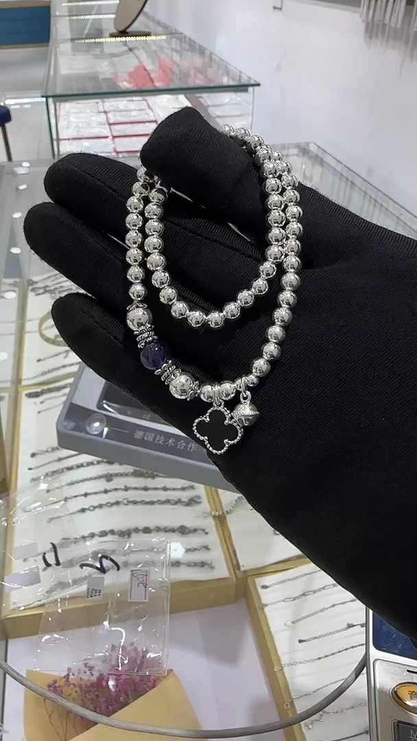 珐琅足银双层手链