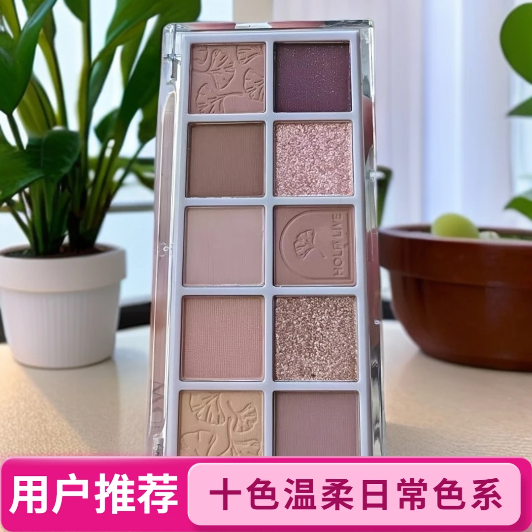 HOLDLIVE日常淡妆十色眼影盘哑光大地色奶咖奶茶色温柔专用显白