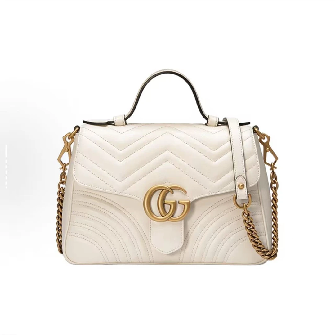 99新 GUCCI/古驰  静文专属 古驰中号白色邮差 THLC096