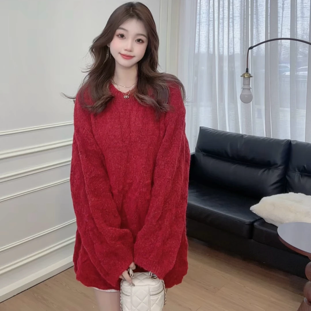 圣诞氛围设计感立体绞花工艺复古保暖镂空毛衣女