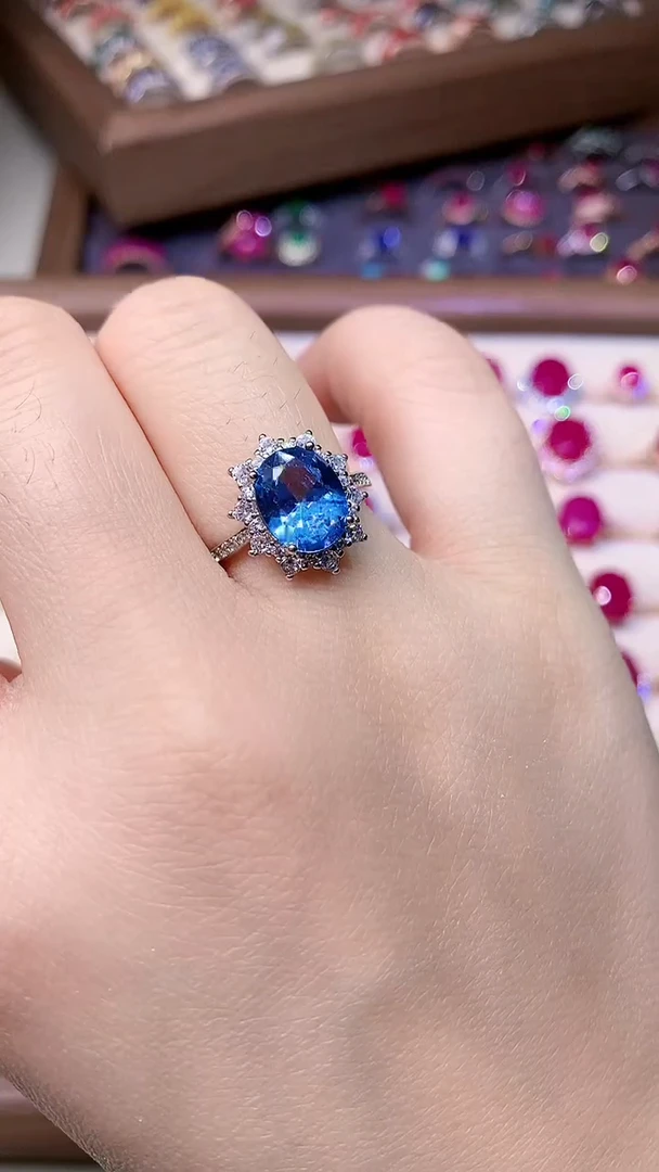 【闪购商品】海蓝宝石戒圈银S925镶嵌0000