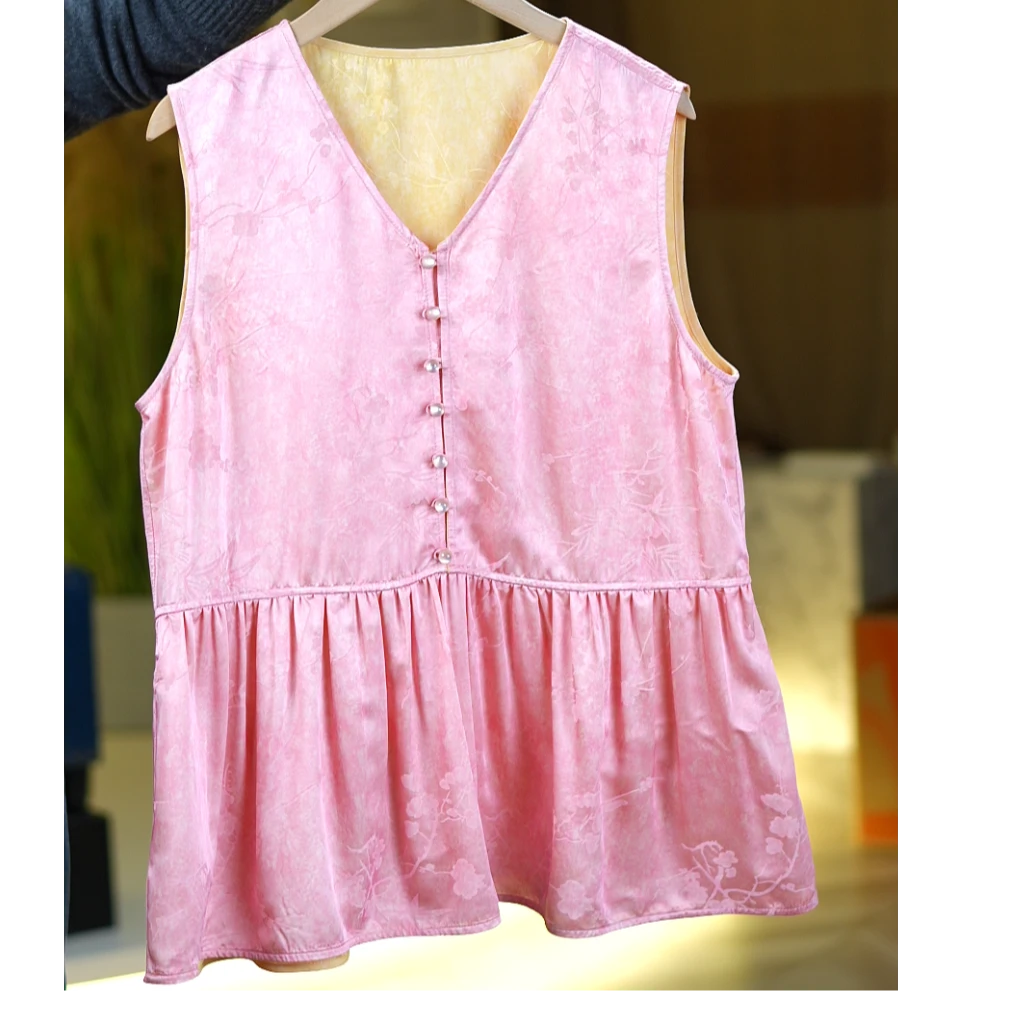 折桂《非遗美学》2360时尚复古减龄双面穿无袖上衣