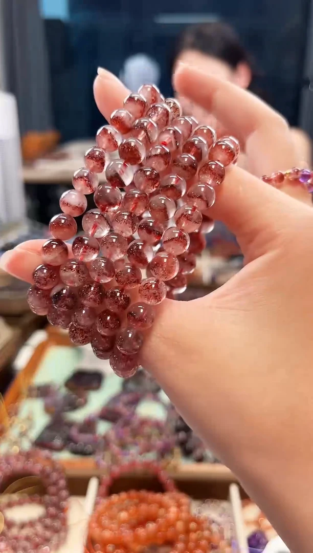 未镶嵌手串水晶金草莓超七单圈手串8mm【多样性发一】