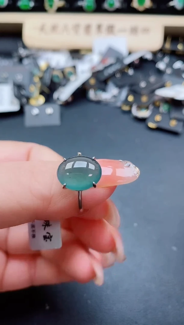 银S925镶嵌戒指翡翠1